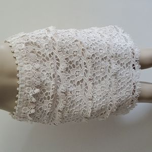 Ann Taylor lace doily style cream off-white skirt